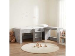 Vidaxl Cama Alta Para Crianças Com Mesa 2 Unid. Cinzento Cimento