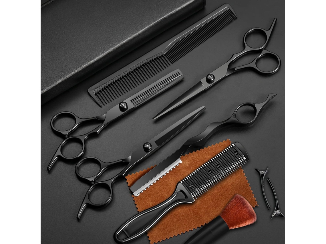 Kit De Tesoura De Corte Cabelo, 11pcs Ferramenta Profissional Para Corte De Cabelo, Para Cabeleireiros Ou Uso Doméstico (preta) Cuich