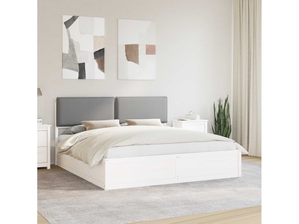 Vidaxl Estrutura De Cama Com Cabeceira Estofada Cinzento-claro