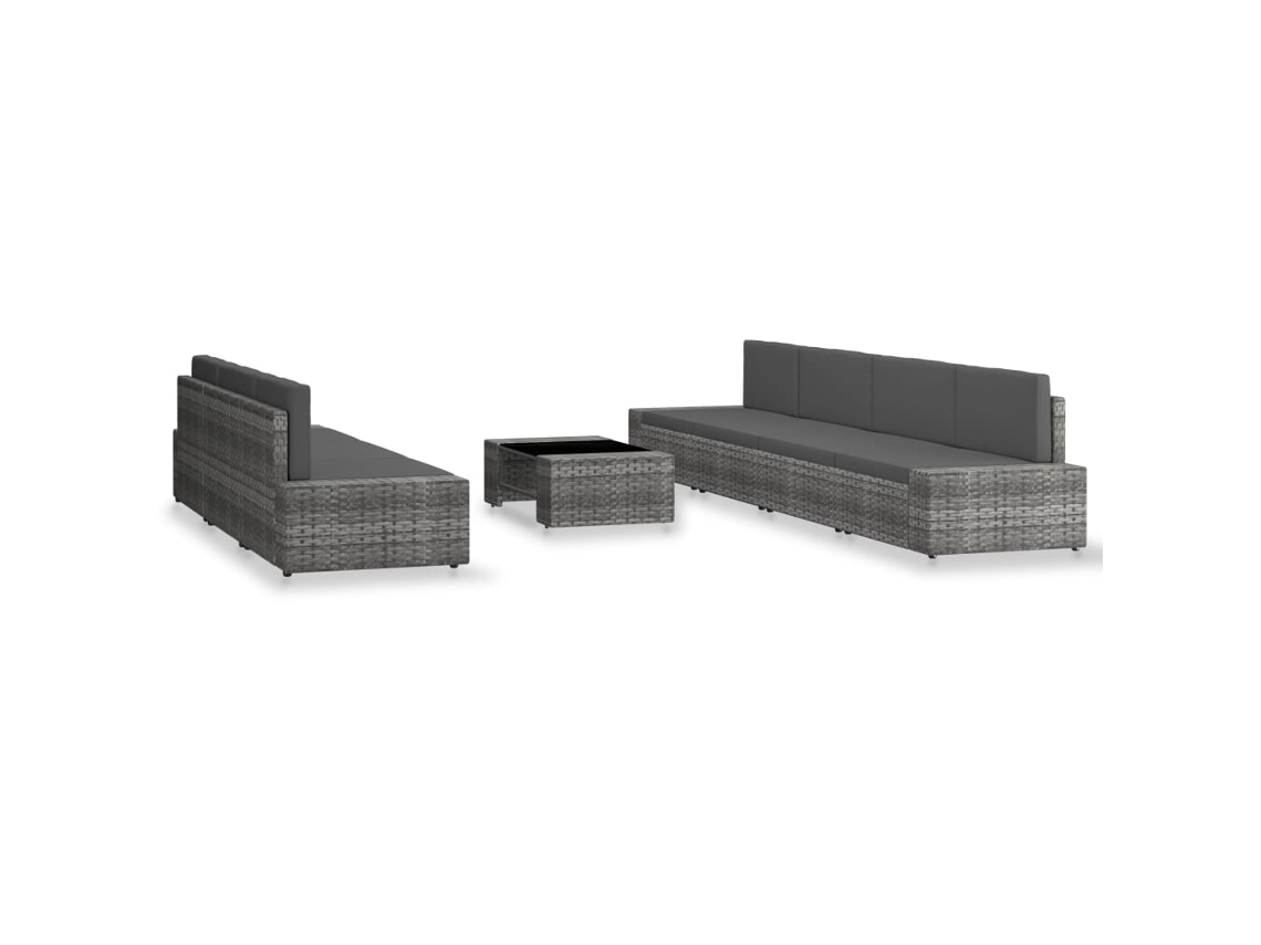 Maison Exclusive - 8 Pcs Conjunto Lounge De Jardim Vime Pe Cinzento