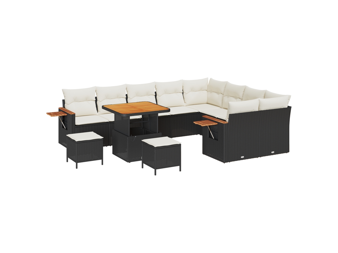 Conjunto 12 Conjunto De Sofá De Jardim Vidaxl Preto Vime Pe (80 X 80 X 71 Cm)