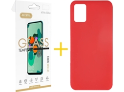Kit Capa e Película Samsung Galaxy A51 ACCETEL Silicone Líquido (Vermelho)