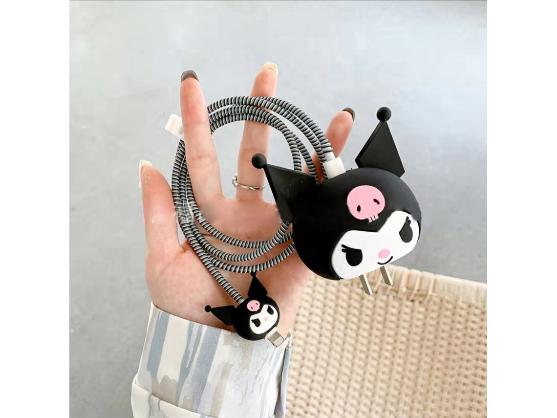 Capa protetora para carregador, silicone, anti mordida, três peças EOOCOO