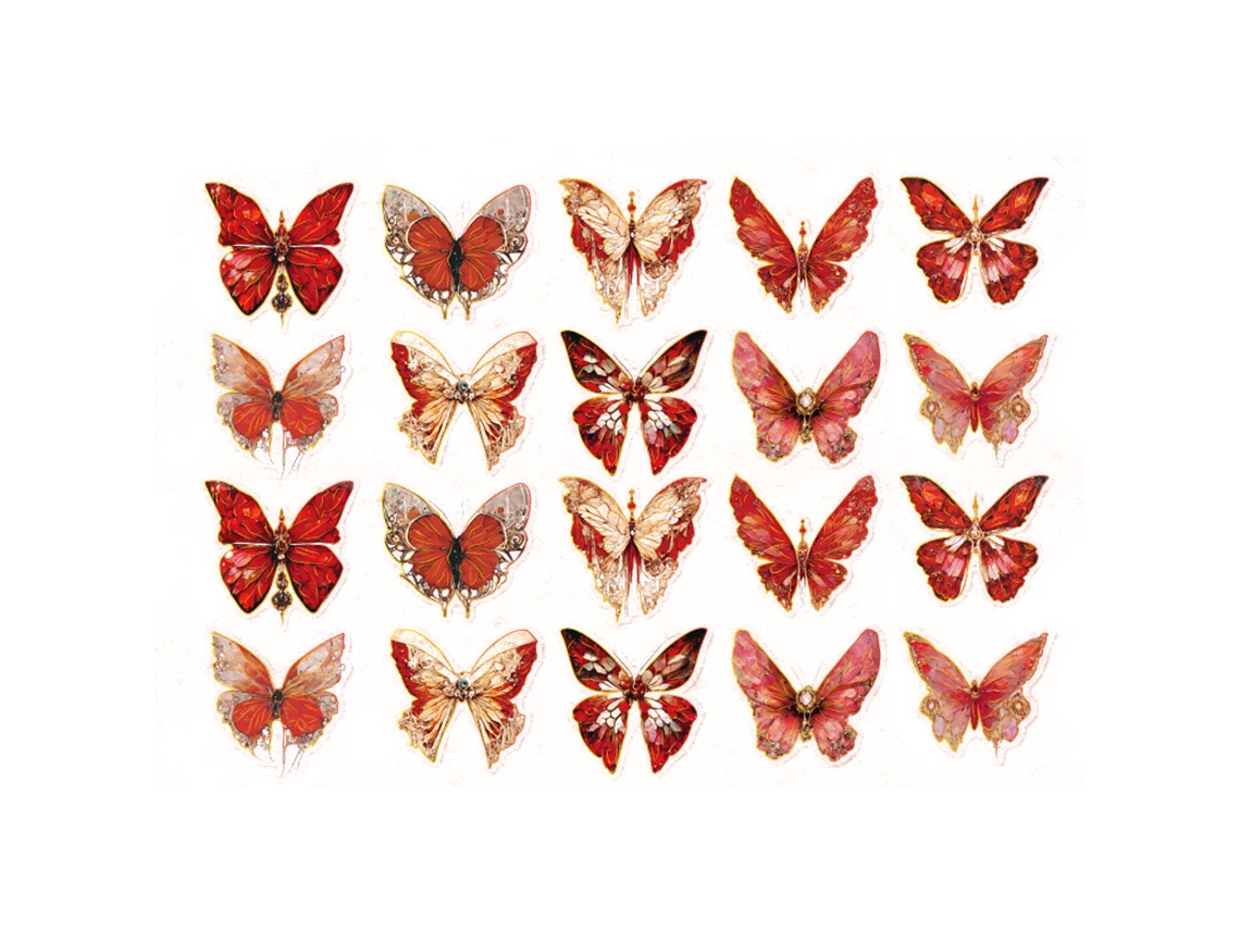 20 Adesivos de Borboleta Dourada a Laser para Scrapbooking, Cadernos, Álbuns de Fotos, Cartas