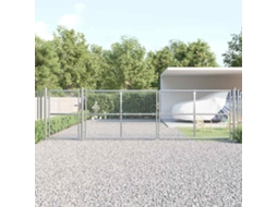 Vidaxl Portão De Jardim Em Tela Metálica Cor Prata 500x125 Cm Aço Galvanizado.