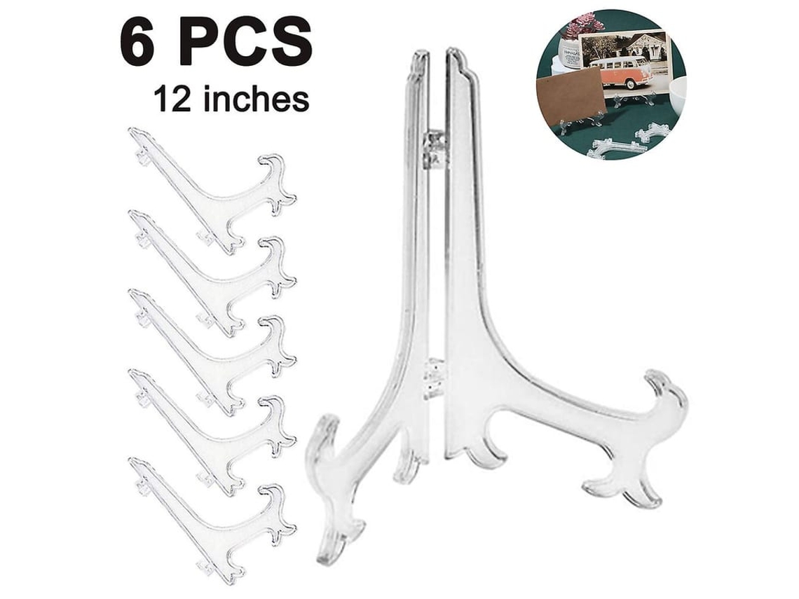 Suporte Para Exposição De Pratos 12" 6pcs/set Suporte De Quadro Plástico Transparente Para Mesa