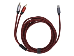 Cabo de Áudio Type c Macho para 2rca Macho com Banho de Ouro 3m para Celular Tablet Laptop