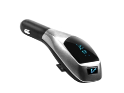 Transmissor Fm YIZHOOD X5 Luz Azul Bluetooth Wireles Hands-Free Mp3 Usb Porta de Carregamento Suporta U Disk Tf Card Prata