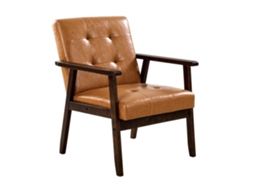 Cadeira De Estilo Mid Century Em Madeira Maciça E Pu Caramelo Tekmaquinas