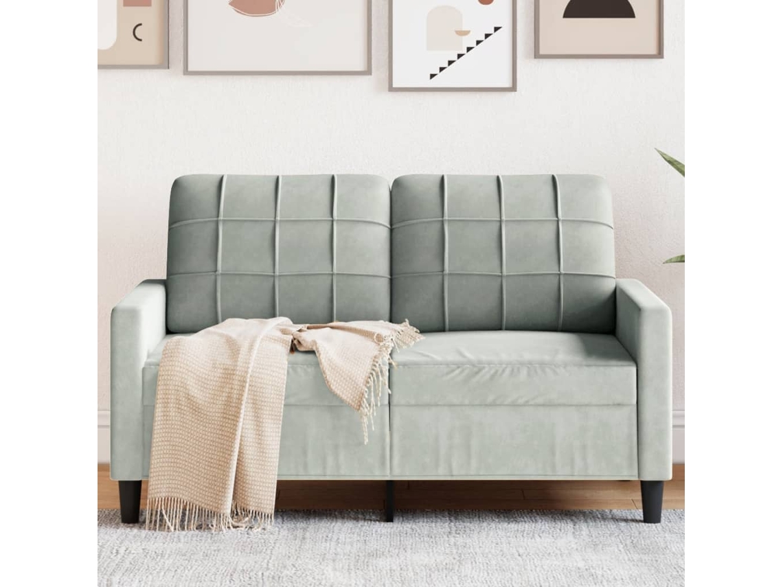 Vidaxl Sofá De 2 Lugares 120 Cm Veludo Cinzento-claro