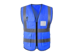 Chaleco Segurança Reflectivo Homem Mulher Alta Visibilidade Bolsos Zipper Azul