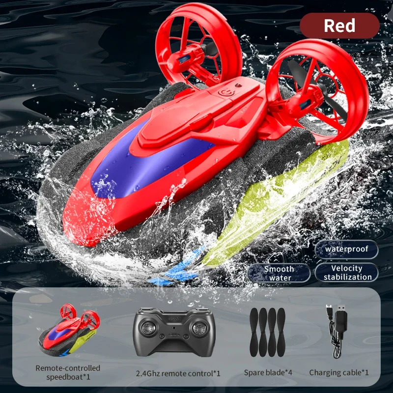 (vermelho) Carro anfíbio com controle remoto, barco com controle remoto de alta velocidade 2.4g