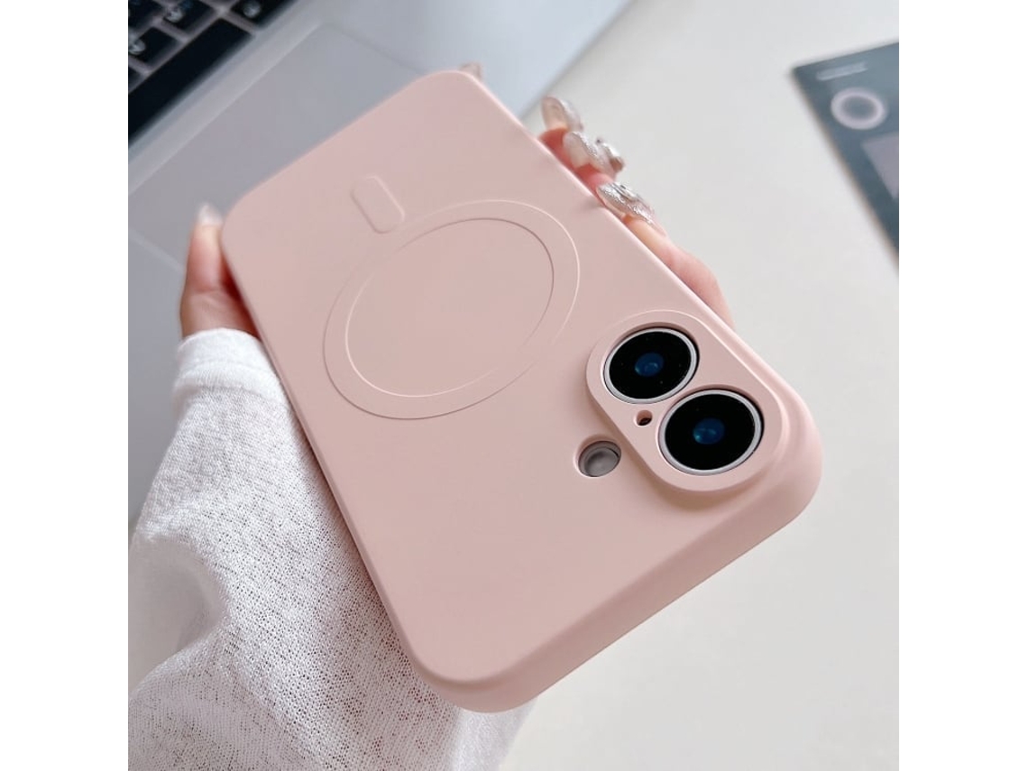 Capa Magsafe Para Iphone 16 Plus - Silicone Líquido Com Cor Sólida | Magnética - Rosa
