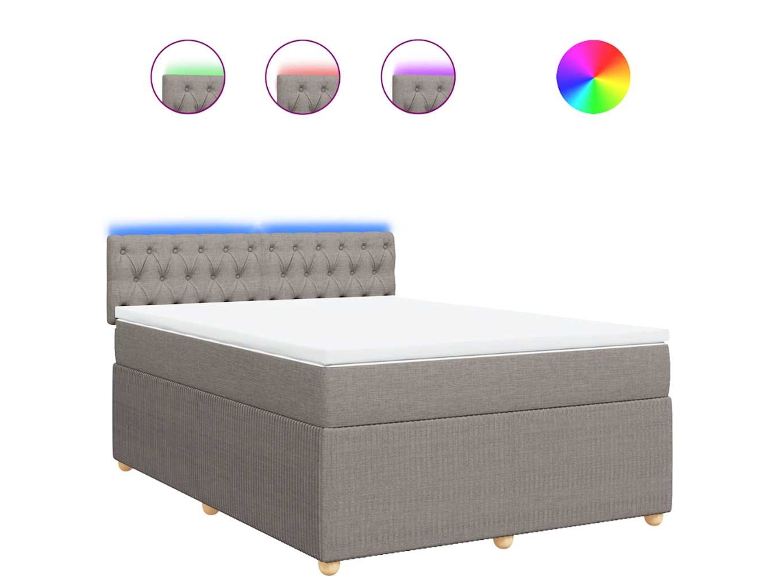 Box Spring Bed, Box Spring Beds Vidaxl Cinzento-acastanhado Tecido (140 X 190 Cm)