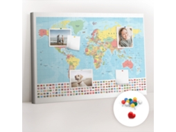 Painel De Cortiça Para Parede Geografia Do Mapa-múndi Para A Sala De Estar Espelharte (70x100 Cm)