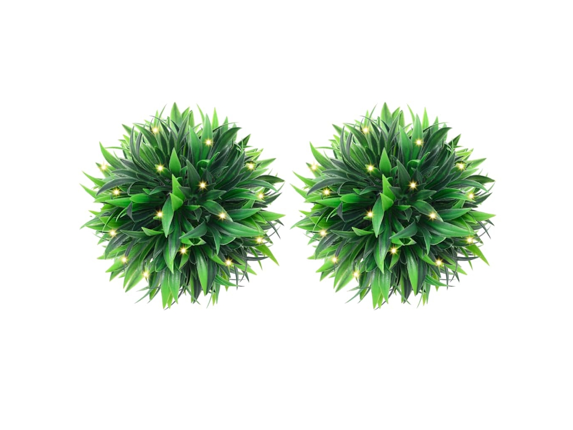Conjunto 2 Bola de buxo artificial VIDAXL Verde Polietileno
