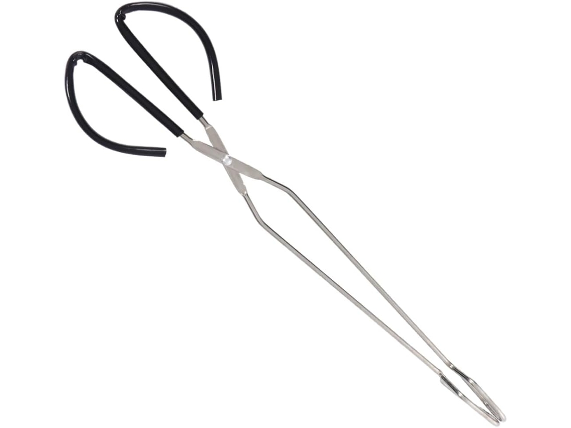 Pinça Para Carvão Garneck Com Cabo Longo, Anti Escaldante, Em Aço Inoxidável, Cor Aleatória E Superfície Antiderrapante