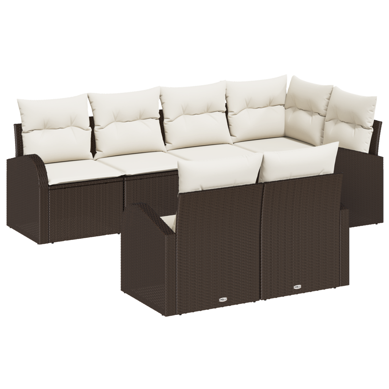 Conjunto 7 Conjunto De Lounge De Jardim Vidaxl Castanho Vime Pe (234 X 124 X 85 Cm)