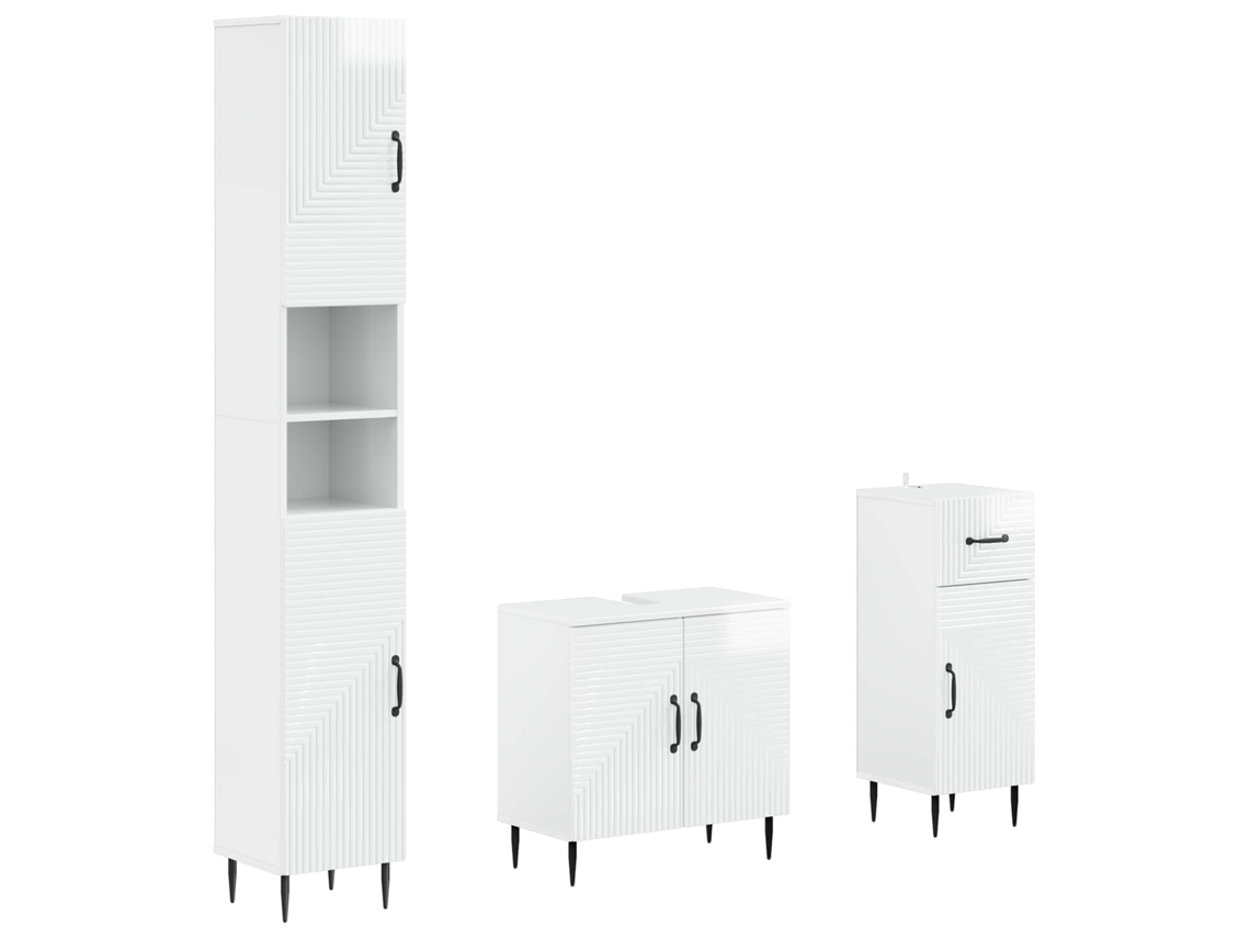 Vidaxl Conjunto De Armários Para Banheiro Com 3 Peças Haarlem