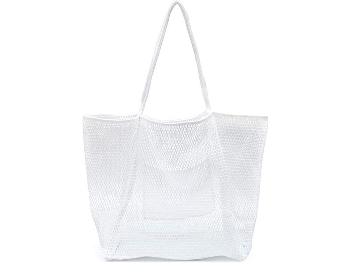 Mala de praia Nova Line, mesh, para mulher, bolsa de ombro simples, nylon e poliéster