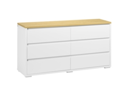 Cômoda com 6 gavetas em aglomerado branco para quarto, escritório e sala (140x37x75 cm) BTFORUS