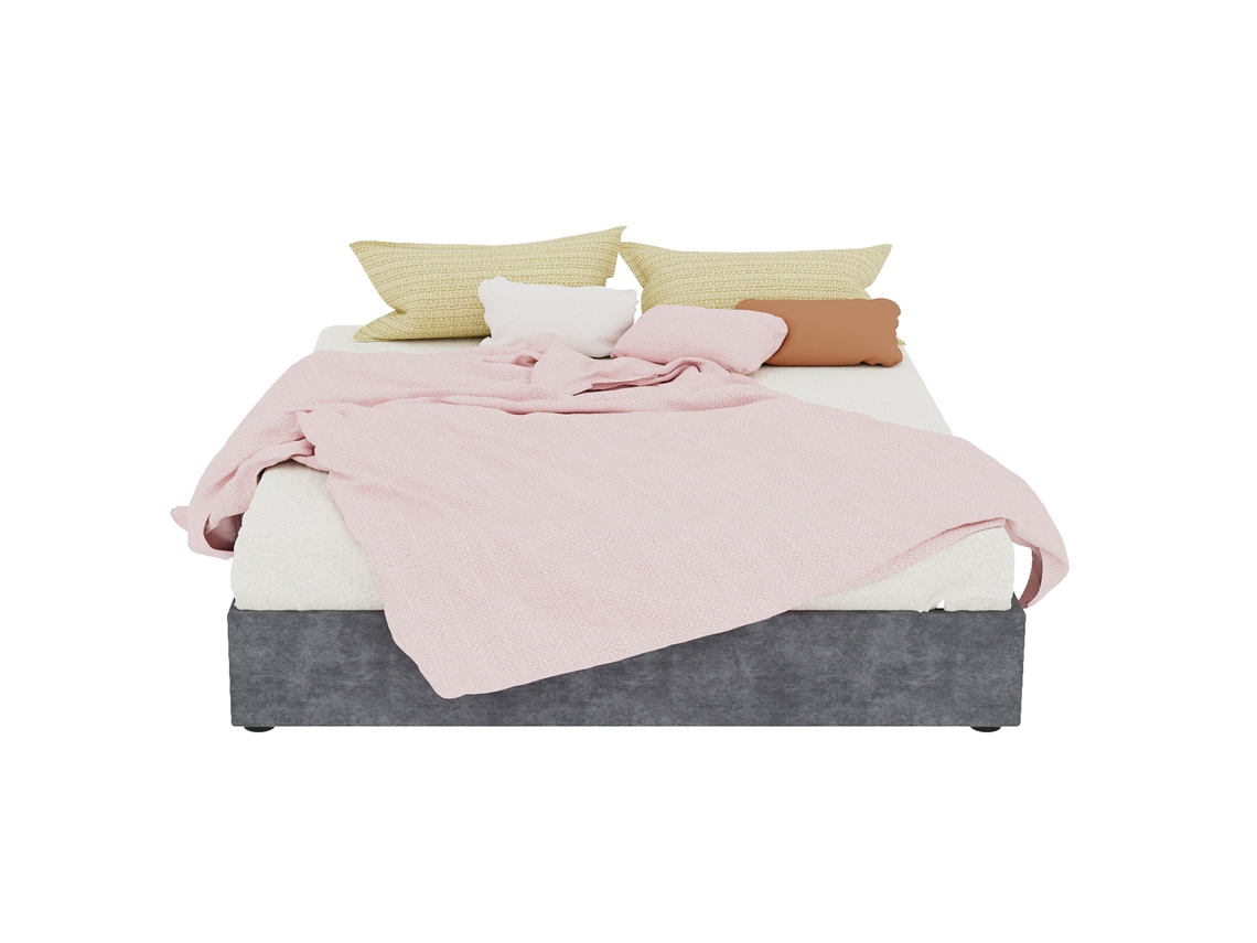 Estrutura Cama Moderna 160x200 Cm Veludo Holandês Cinza Com Elevação Hidráulica, Mobiliário Quarto Contemporâneo