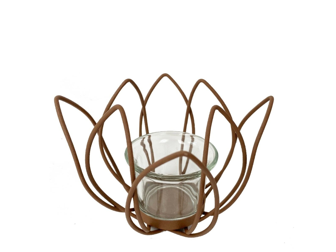 Castiçais SIGNES GRIMALT Flor Metal Cristal 13x9x13 cm