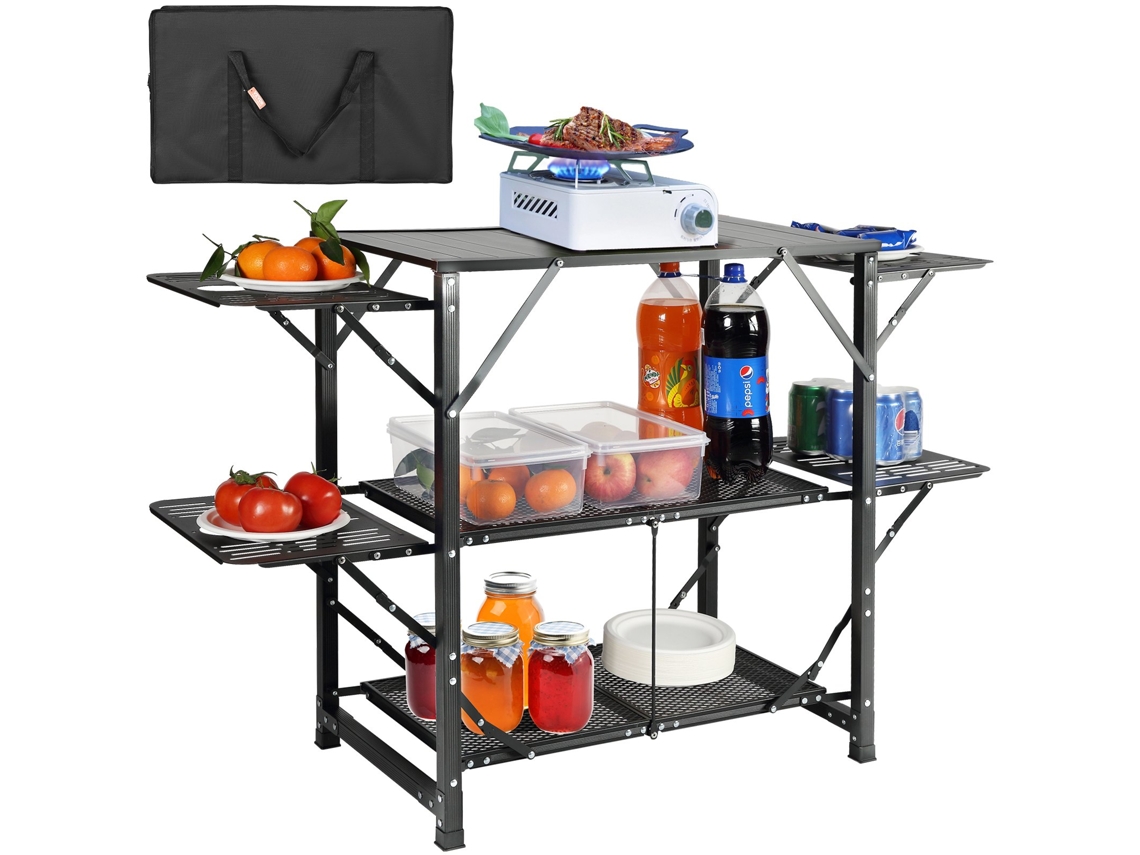 Mesa de Cozinha de Acampamento Estação de Cozinha Portátil Dobrável de Peça Única com Bolsa de Transporte VEVOR