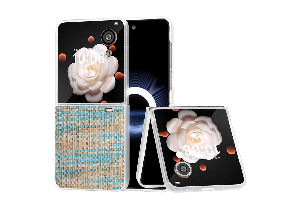 Capa De Celular Em Pu Com Textura Quadriculada E Moldura Translúcida Fosca Para Honor Magic V Flip
