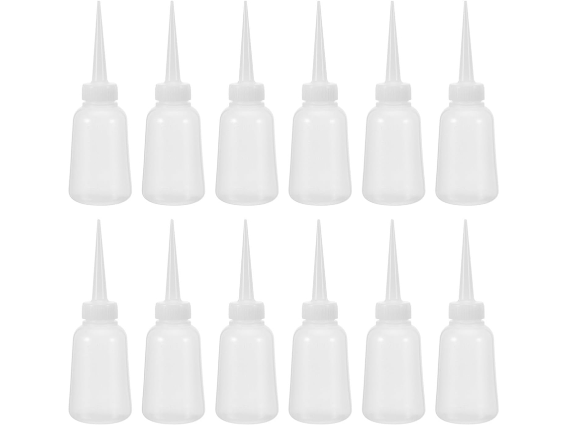 Pacote Com 12 Frascos Aplicadores Com Tampas, 150 Ml, Plástico Transparente.