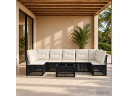 Vidaxl Conjunto De Sofá De Jardim 8 Unid. Preto Vime Pe