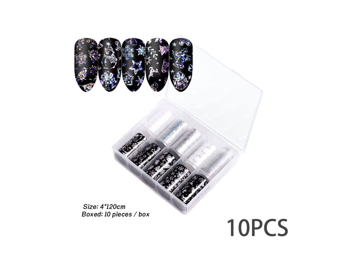 10 Adesivos De Unhas De Natal E Halloween, Calcomanias E Foil Para Arte De Unhas, Decorações Diy
