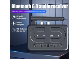 Receptor Bluetooth 6.0 Com Entradas Aux E Rca De 3,5 Mm Microfone Estéreo Hi-fi Sem Fio