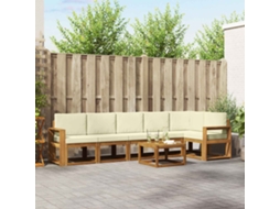 Vidaxl Conjunto De Sofás Para Exterior 7 Pcs Natural E Creme