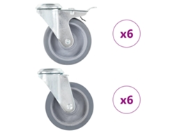 Vidaxl 12 Pcs Rodas Giratórias Com Orifício Para Parafuso 100 Mm