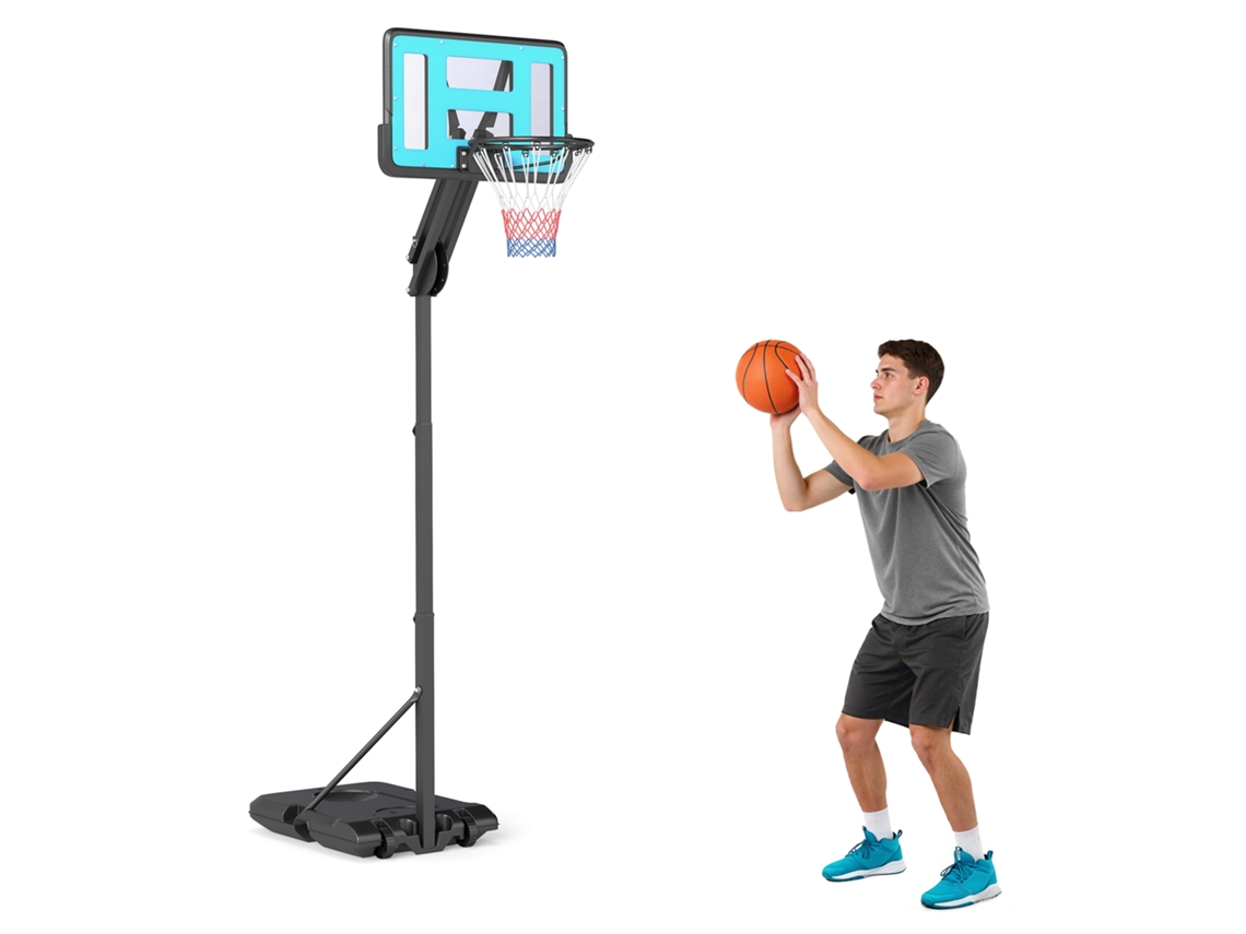 Tabela De Basquetebol Ajustável 146-236 Cm Portátil Com Rodas E Base Preenchível Preto