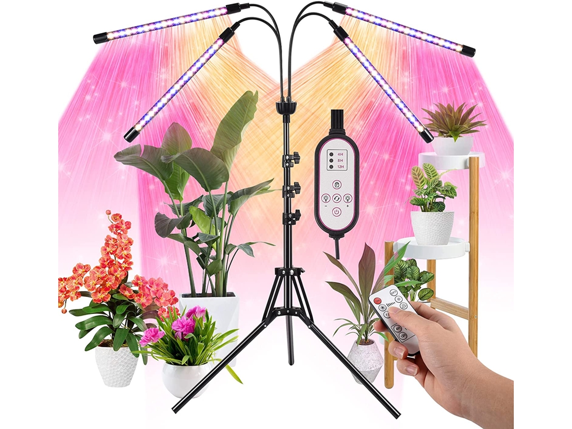 Luminária De Cultivo Naturesim, Com 4 Leds De Espectro Completo E Suporte Ajustável Para Plantas De Interior, Au Aquaforge (vermelho E Azul)