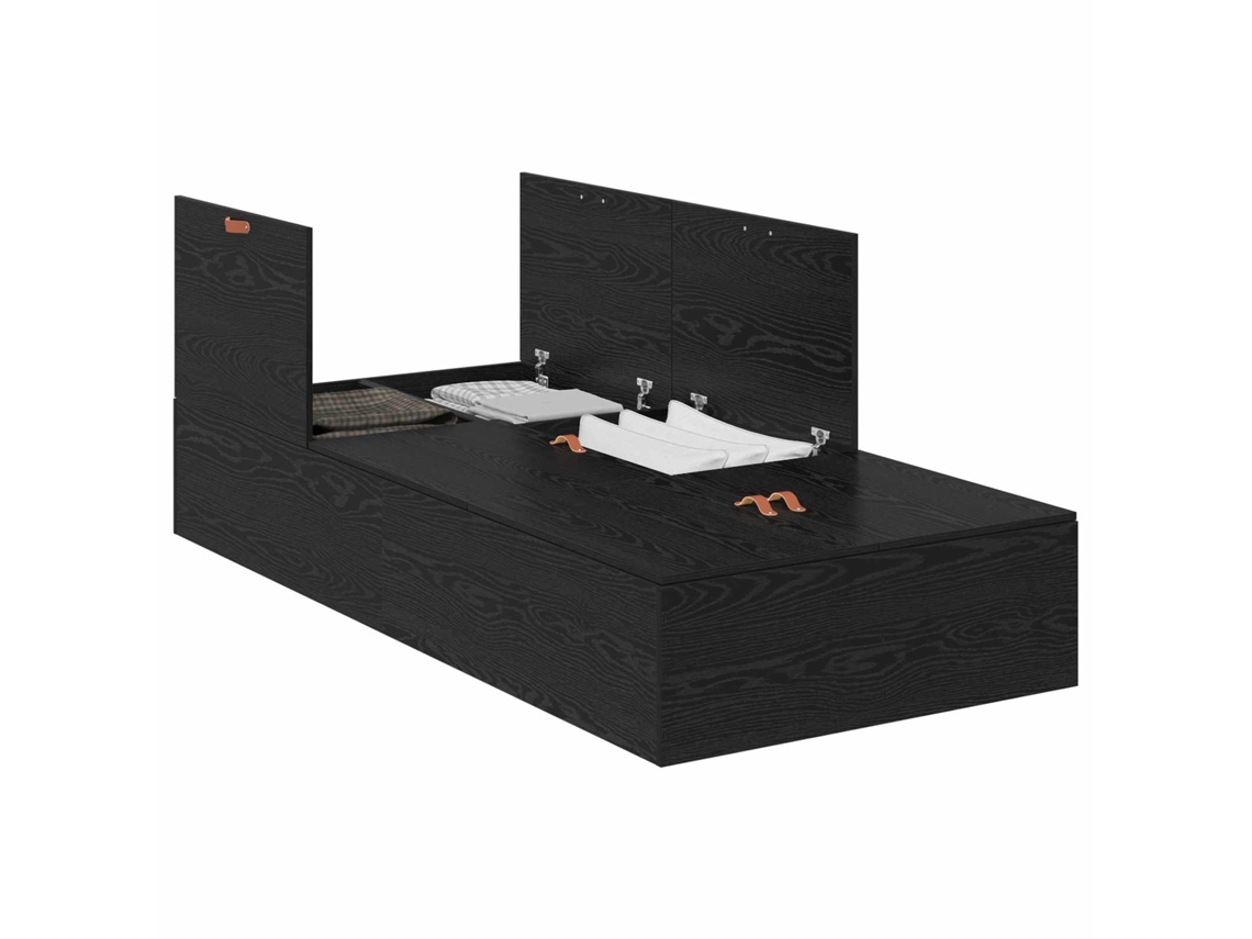 Estrado de Cama com Arrumação Carvalho Preto 90x200 cm MAISON EXCLUSIVE
