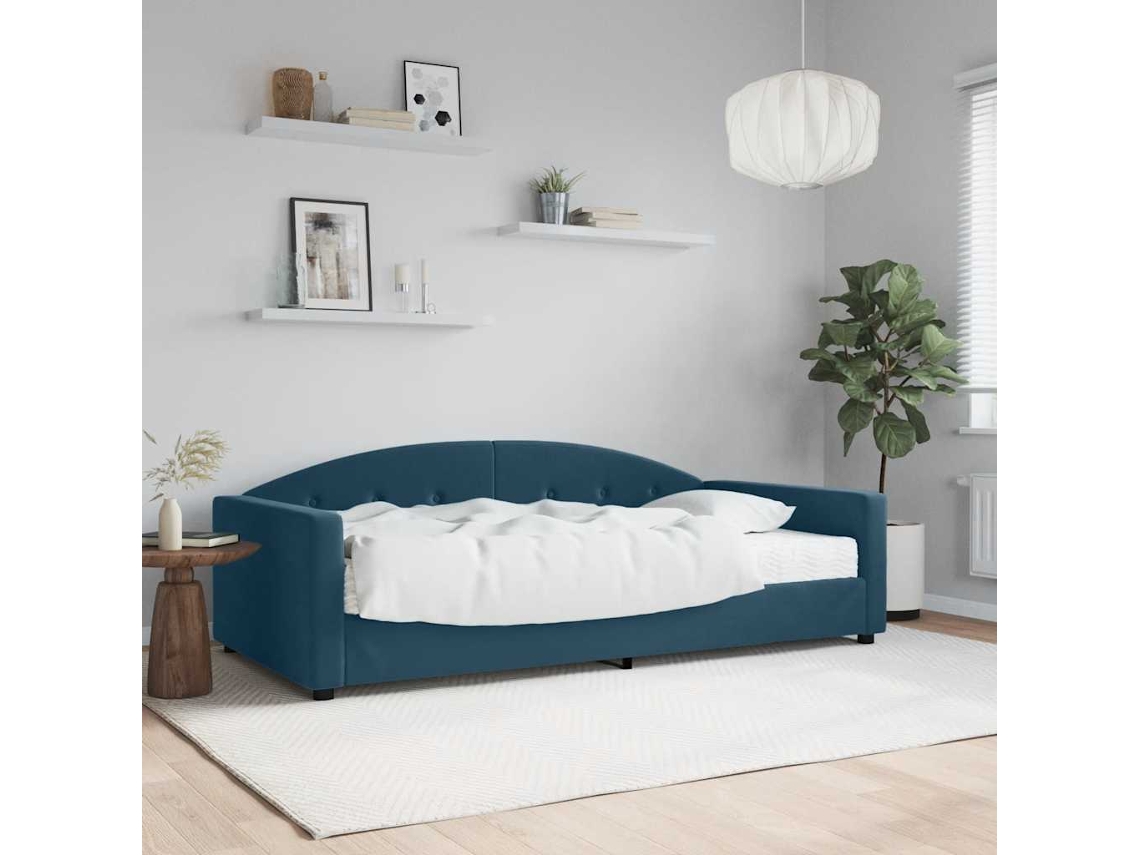 Vidaxl Sofá-cama Com Colchão 100x200 Cm Veludo Azul