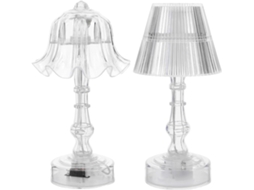 Conjunto de 2 Candeeiros de Cabeceira Led Transparentes com Padrão Plissado e Floral, Ideais para Criar um Ambiente Acolhedor. SFUSHOS