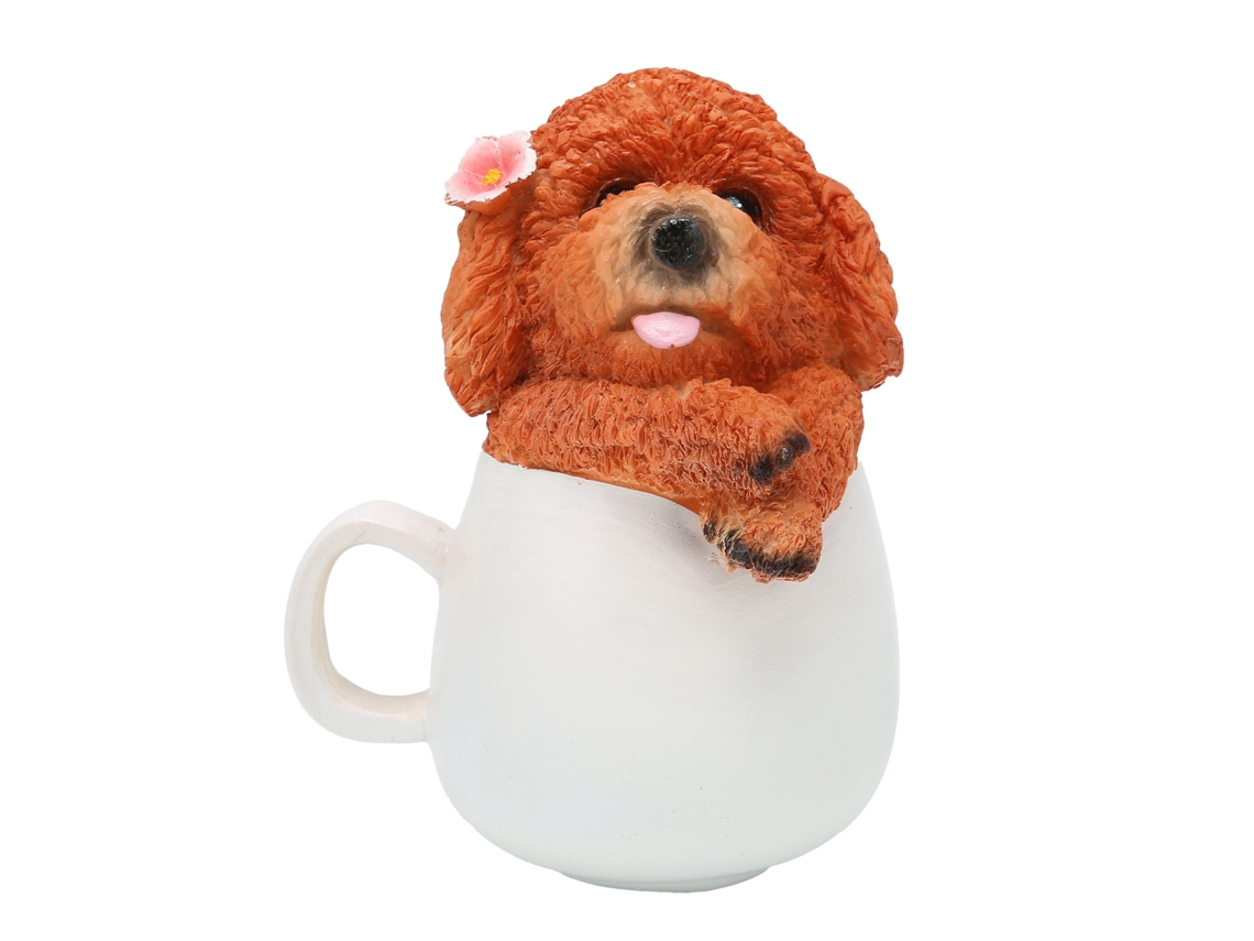 Ornamento De Cão Originality Cup Para Jardim Marrom