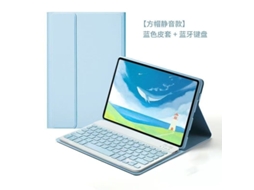 Capa Com Teclado Bluetooth Em Couro Compatível Com Ipad 10/11, Magnética, Cor Azul Celeste