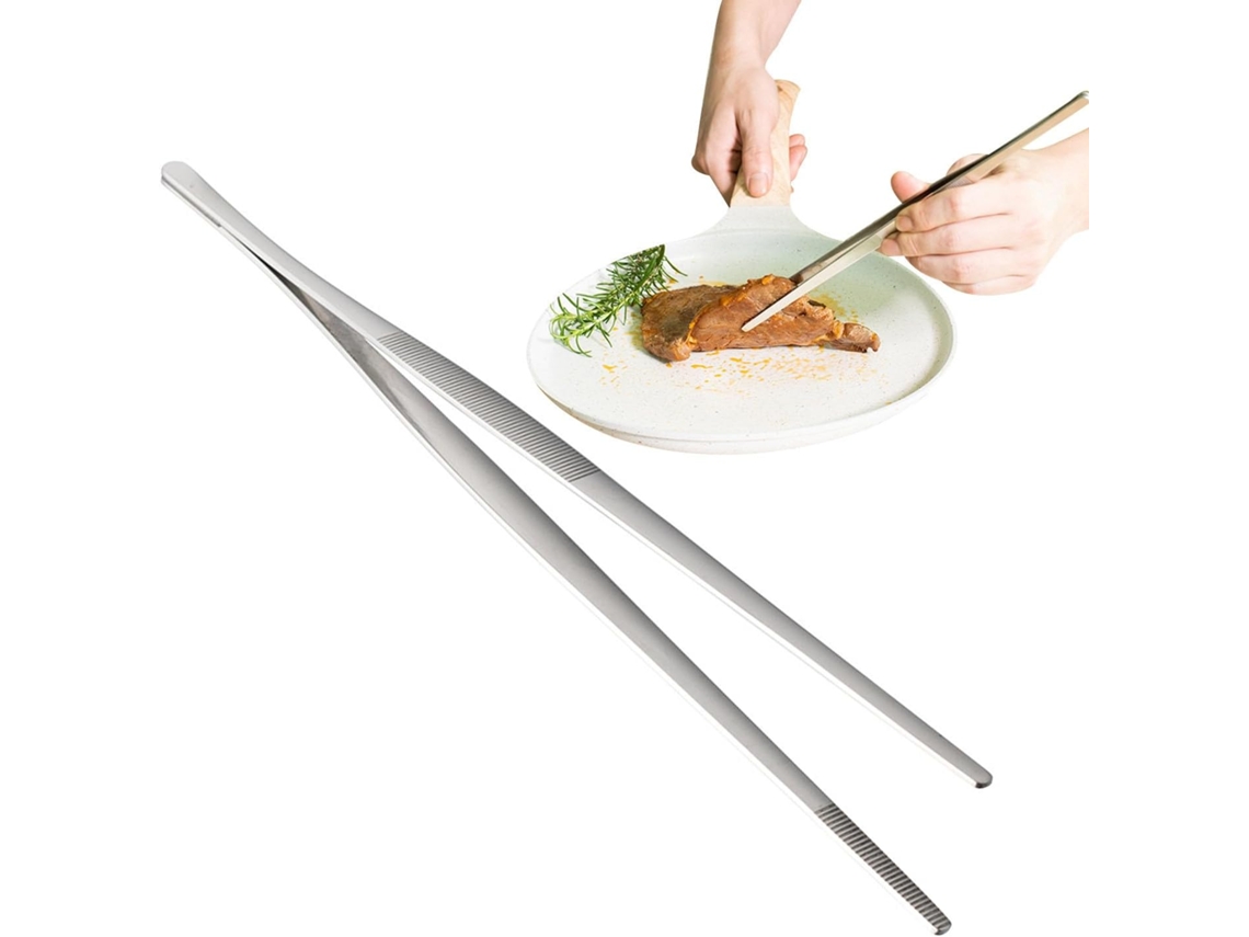 Pinça Para Churrasco Em Aço Inoxidável Antiderrapante Alimentos Ideal Carnes, Bifes, Peixes, Massas E Buffets