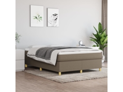 Vidaxl Cama Com Molas/colchão 140x200 Cm Tecido Castanho-acinzentado