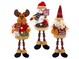 Adorno de Natal com Papai Noel, Boneco de Neve e Rena Sentados, 3 Peças