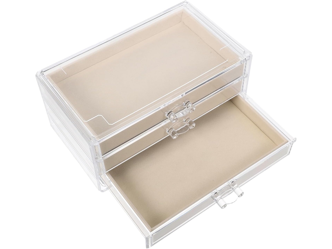 Organizador De Joias Compacto Nuobesty Com 3 Gavetas E 3 Bandejas Empilháveis, Caixa Para Joias.