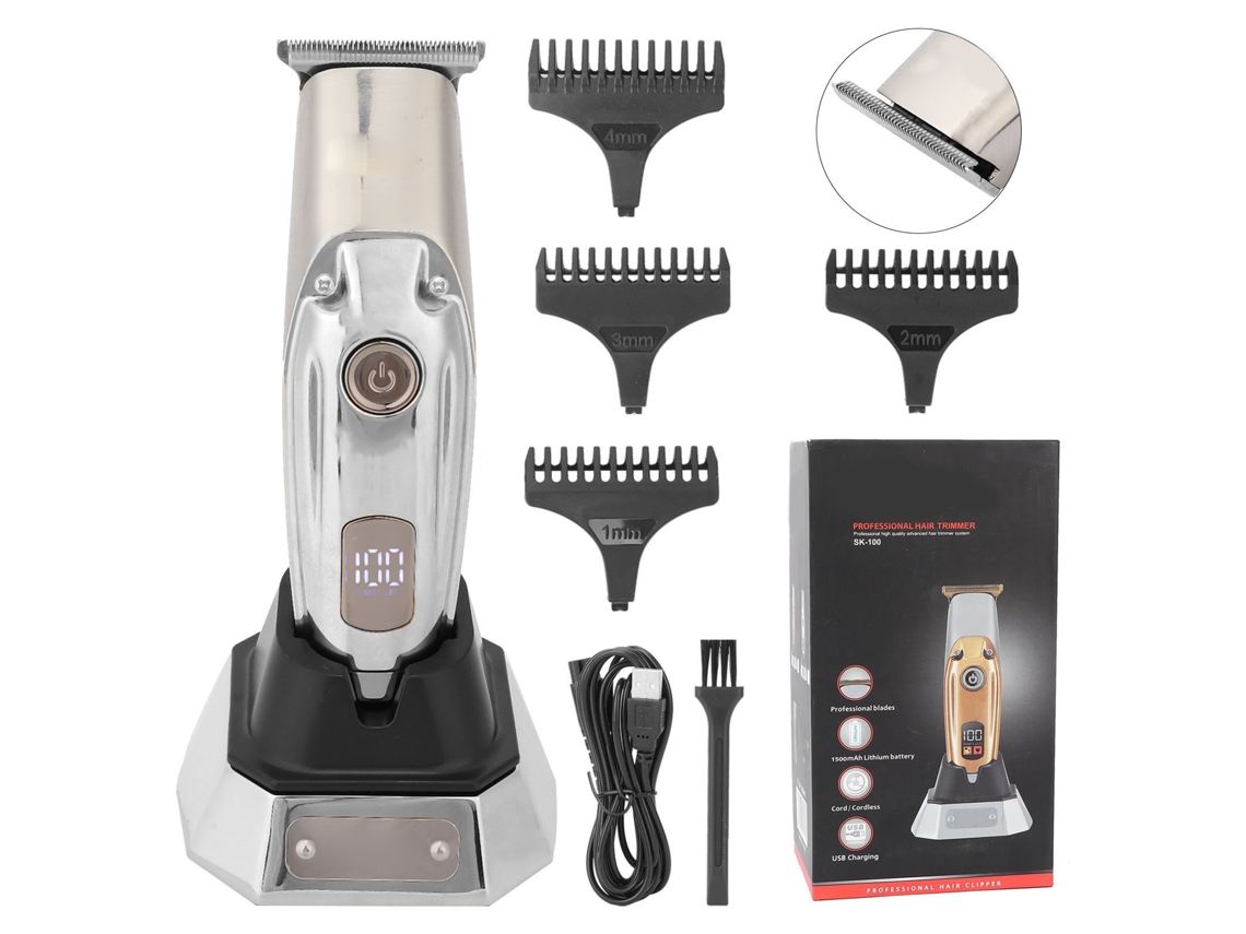 2026 cortadora de Cabelo Eléctrica Profissional com Lcd, Kit de Barbear e Cortar para Homens, Prata