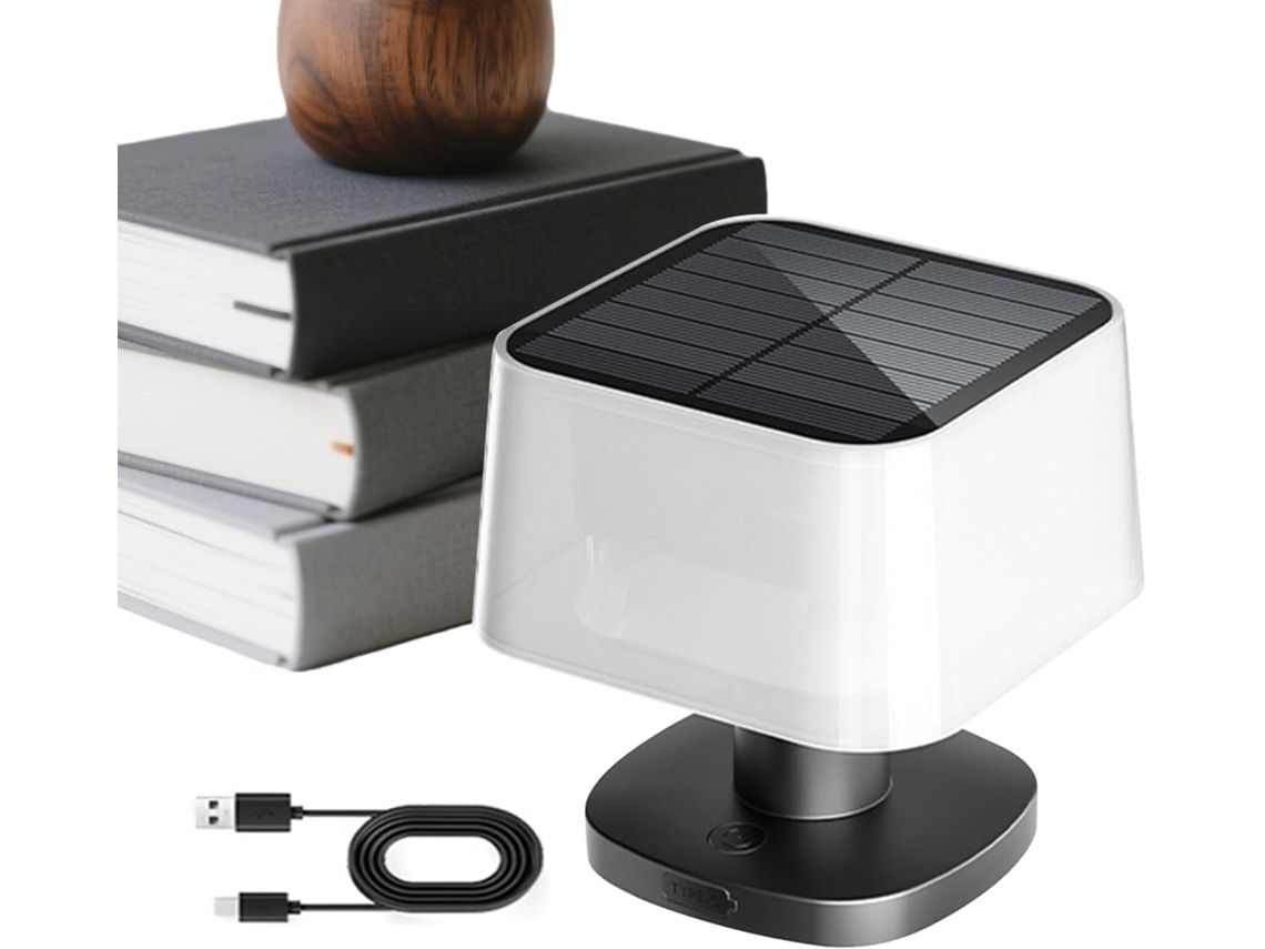 Luminárias solares de mesa para exterior, luminárias telescópicas com intensidade ajustável.