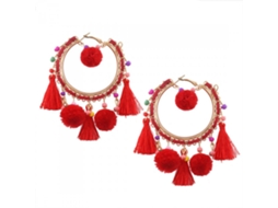 Brincos Pendentes Étnicos Com Tassel E Bola Redonda