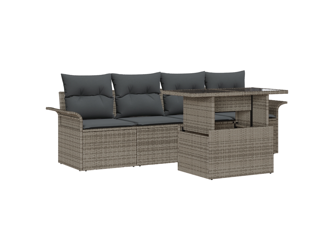 Conjunto 5 Conjunto De Móveis De Jardim Vidaxl Cinzento Vime Pe (100 X 55 X 73 Cm)